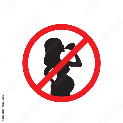 No Alcohol for Pregnant Women Prohibition Sign Vector Illustration


