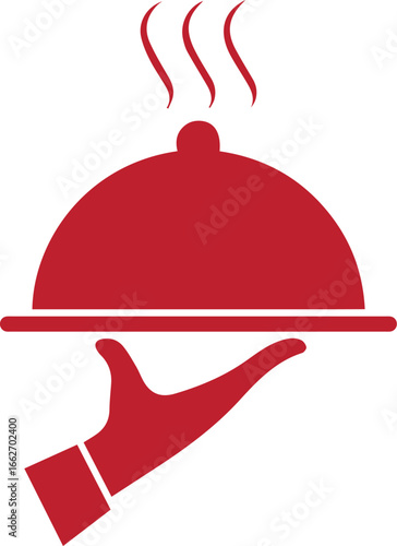 restaurant cloche with red ribbon