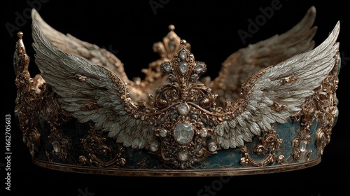 Ornate crown with wings, detailed jewels