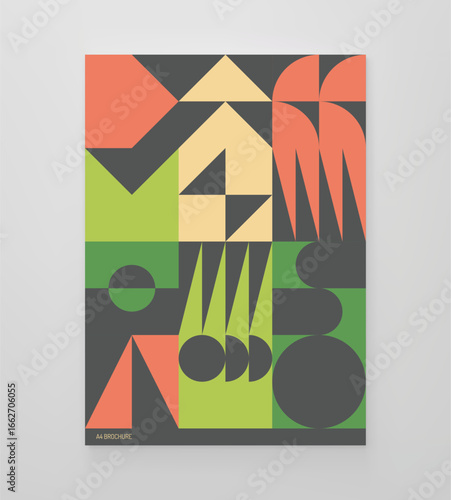 Abstract geometrical pattern. Mosaic. Cover design template. Vector illustration for brochure, notebook, notepad, diary, poster or card.