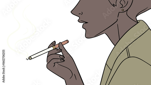 man smoking cigarette vector isolated