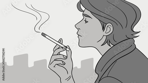 "Smoking Cigarette Vector – Tobacco Stick with Smoke Illustration"
