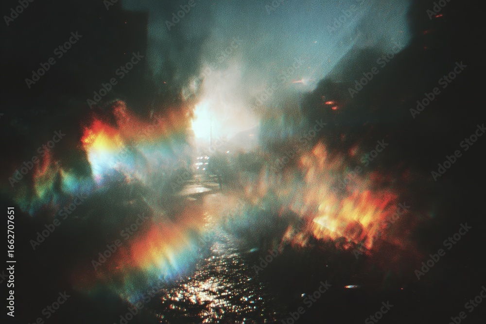 Fototapeta premium Dark, fiery, spectral river