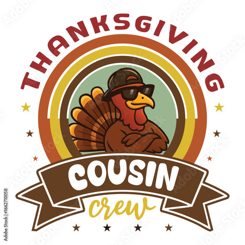 Thanksgiving cousin crew retro rainbow