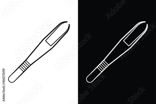 Tweezer Outline Vector Icon. Thin Line Art Symbol Illustration
