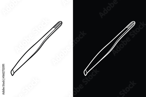 Medical Tweezer Line Drawing. Simple Vector Icon in Outline Style