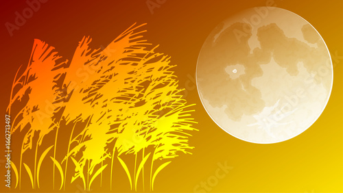月とススキ（moon and silver grass）