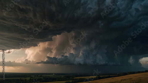 Wallpaper Mural Time lapse clouds over the city, a tornado in a rural landscape, twin tornadoes, ominous clouds, dark storm clouds, eruption of geysers under moonlight and dramatic dark storm clouds sweep. Torontodigital.ca