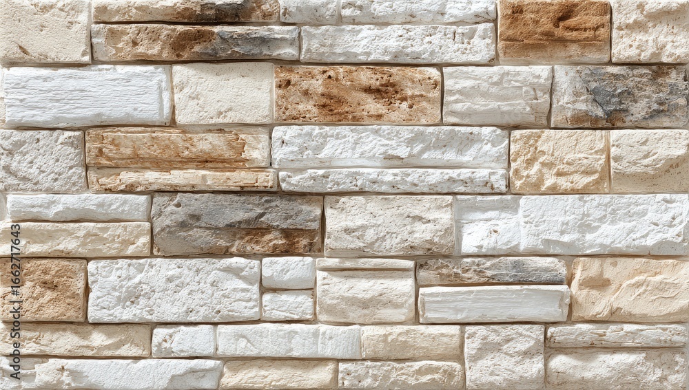 Fototapeta premium Close-up view of a wall made of multicolored stone bricks