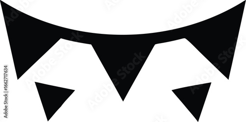 Abstract geometric figure consisting of solid sharp shapes in black and white creates an interesting appearance