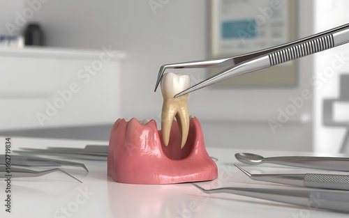Tooth extraction with instrument