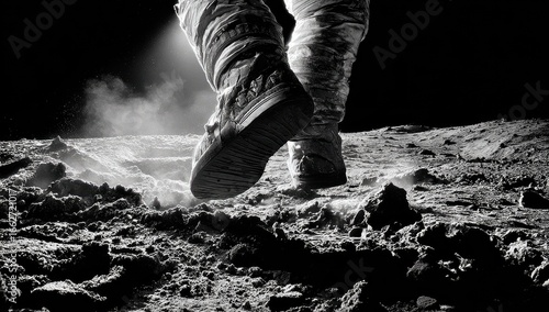 Astronaut's first steps on the moon