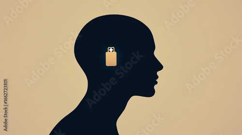 Human Head Silhouette with Locked Mind Symbol – Mental Health and Privacy Concept