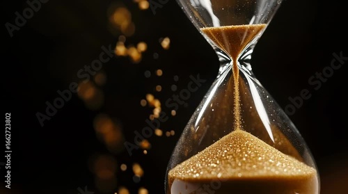 Hourglass with Flowing Golden Sand – Time Passing Concept