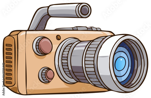 Retro camcorder with a large lens and handle
