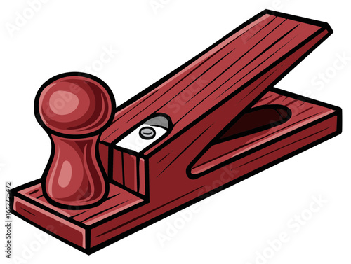 Cartoon Illustration of a Vintage Red Wooden Stapler Office Supply