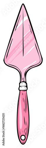 Pink Gardening Trowel Illustration: Hand-Drawn Tool for Planting and Digging, Vector Graphic