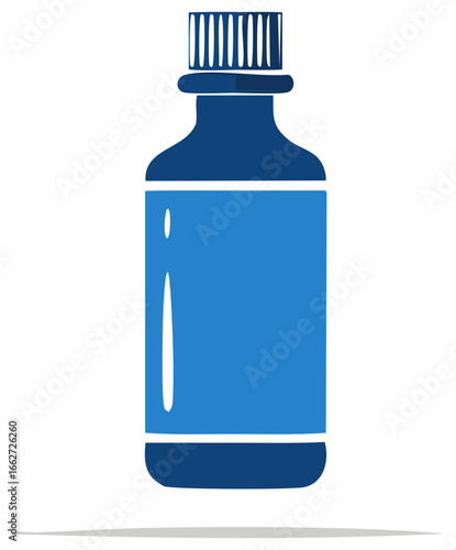 Medicine Bottles with caps vector illustration, blue bottles for medications