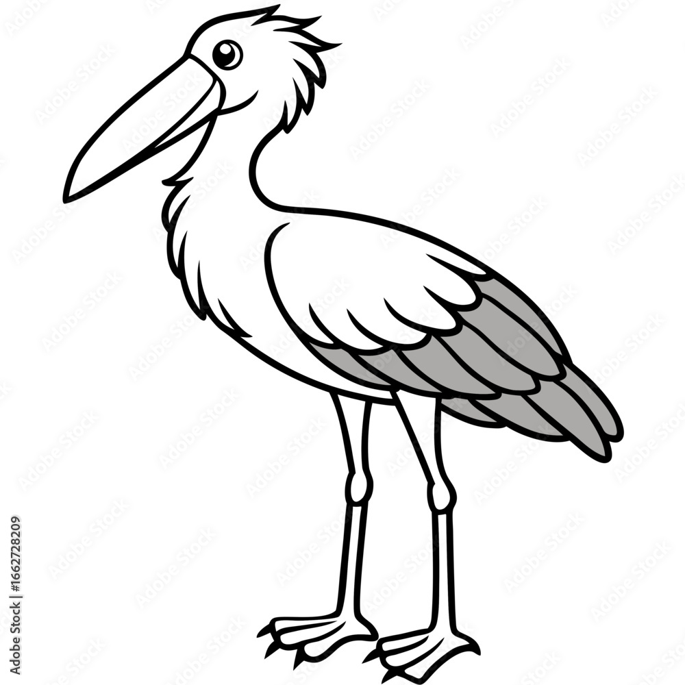 Fototapeta premium Shoebill line art vector