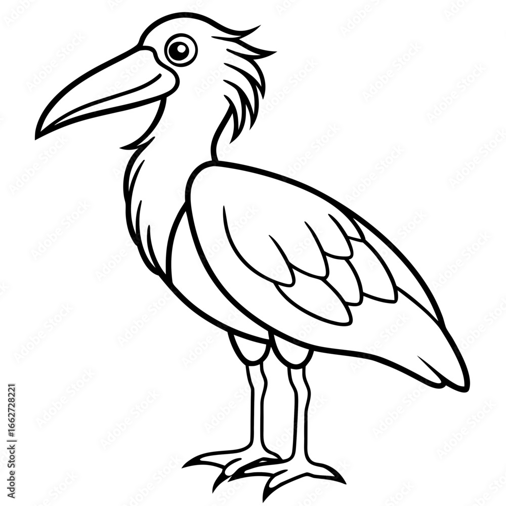 Obraz premium Shoebill line art vector
