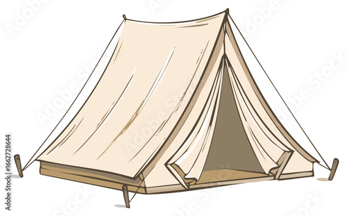Canvas Bell Tent with Open Entrance and Guy Ropes for Outdoor Camping Adventures