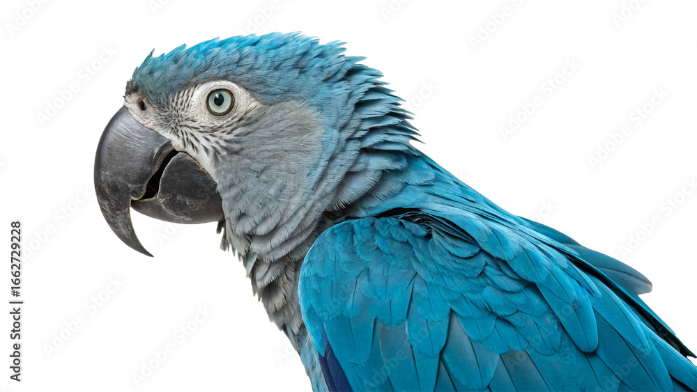Fototapeta premium Extinct animal Spix's Macaw isolated on white or transparent background