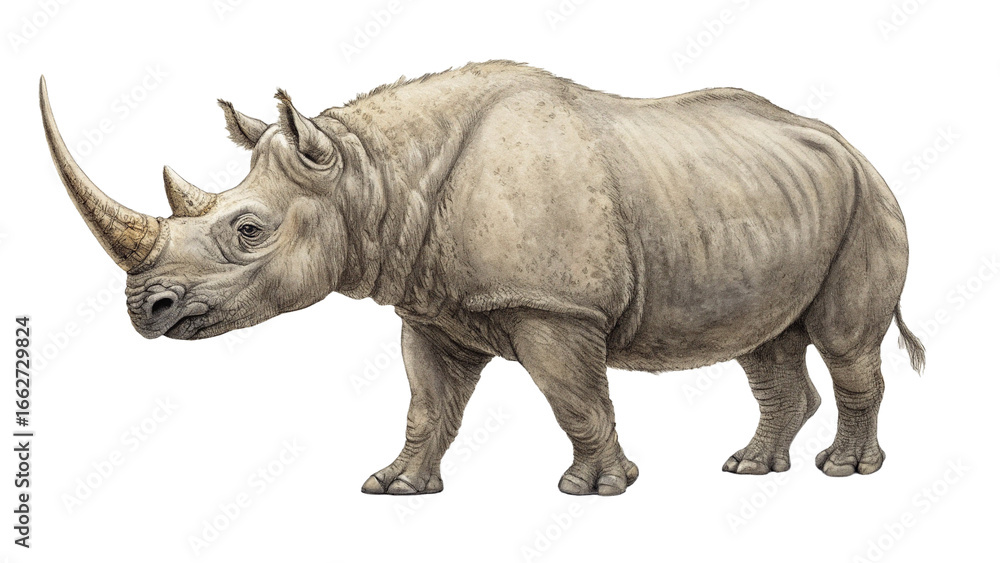 Obraz premium Extinct animal Sumatran rhinoceros isolated on white or transparent background