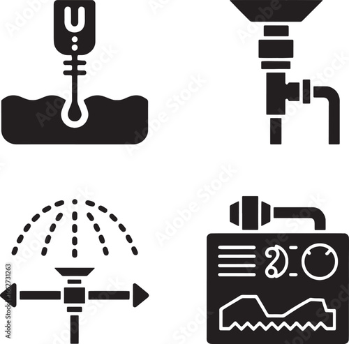Icons for Irrigation, Water Systems, and Data Monitoring soil probe irrigation system