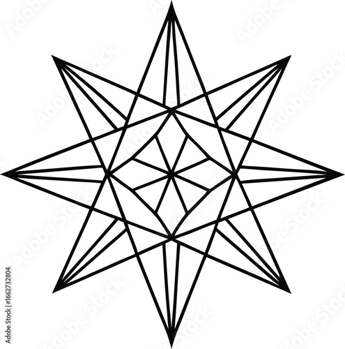 Canvas Print Geometric Star Design: A mesmerizing display of intricate geometric lines creates a stunning star design, a visual representation of precision and symmetry