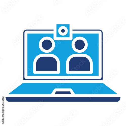 Virtual Meetings Flat Blue Icon