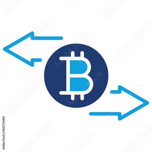 Cryptocurrency Transactions Flat Blue Icon