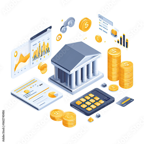 Financial services isometric illustration