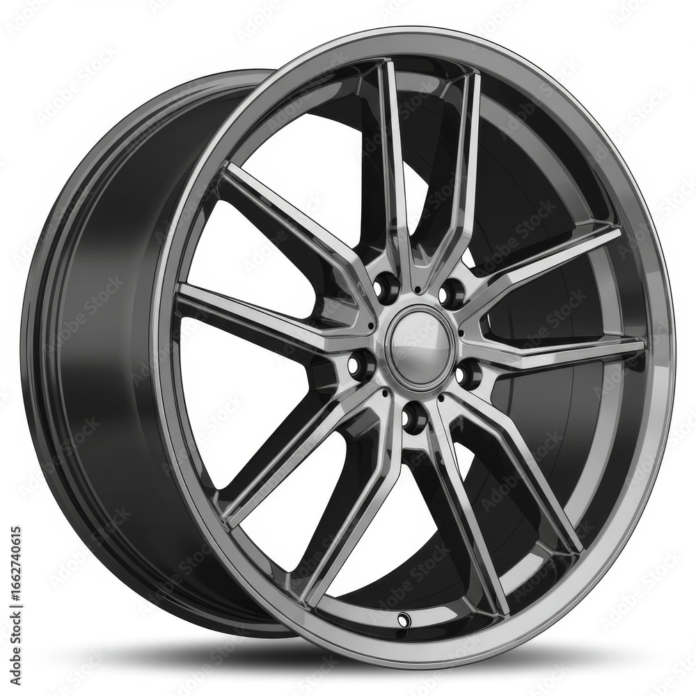 Fototapeta premium Sleek Black Multispoke Alloy Wheel