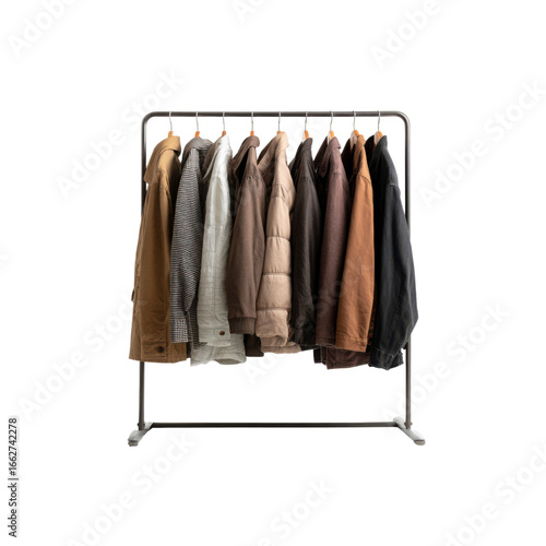 Neutral-toned Jackets Hanging on a Clothing Rack