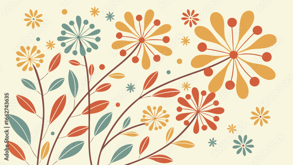 custom made wallpaper toronto digitalVintage floral vector illustration with colorful flowers, perfect for adding a touch of nature to your designs and creating a spring atmosphere