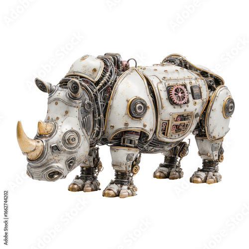 Steampunk rhinoceros sculpture