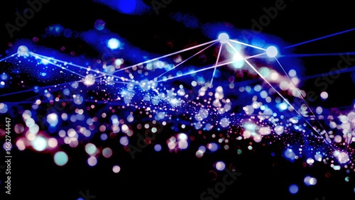 Abstract Futuristic Plexus Network with Glowing Particles - Digital Technology and Big Data Concept