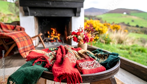 Cozy autumnal scene by a fireplace (1)