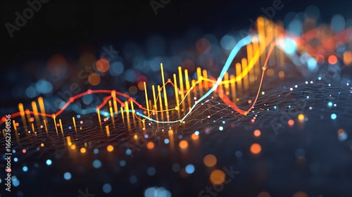 Abstract Financial Data, Stock Market Chart, Growth Graph stock image