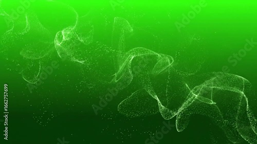 digital,particles,energy flowing wave animation with glowing particles twisting smoothly across screen dynamic futuristic motion background with abstract swirl green screen effect