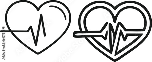 Heart line  silhouette icon set