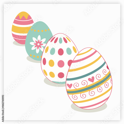 happy easter day egg collection isolated on pink background. vector Illustration.