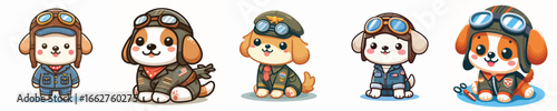 Puppy wearing a pilot's uniform