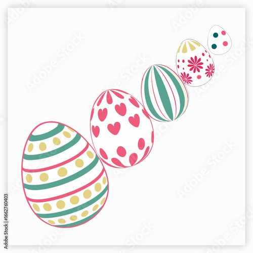 happy easter day egg collection isolated on pink background. vector Illustration.