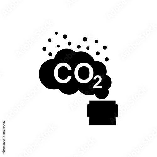 Cloud with text CO2 icon isolated on white background