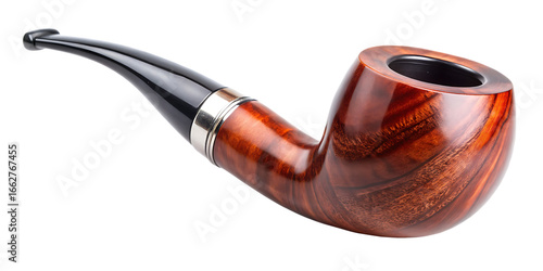 Polished Wooden Smoking Pipe With Mouthpiece On Background accessory isolated on a transparent background