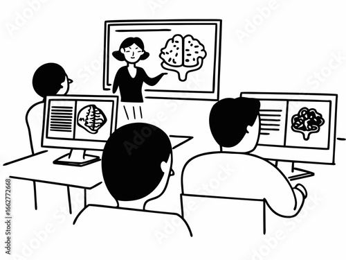 Engaging neurology lecture with attentive students learning about the human brain
