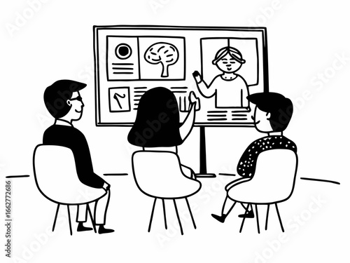 Engaging online webinar presentation with diverse attendees learning together remotely