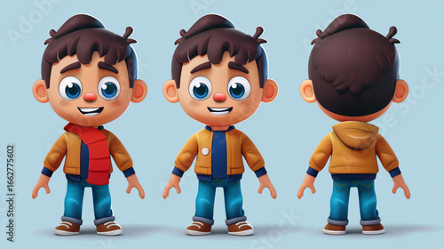 Cute collectible toy character, big head and small body, cartoon style vector