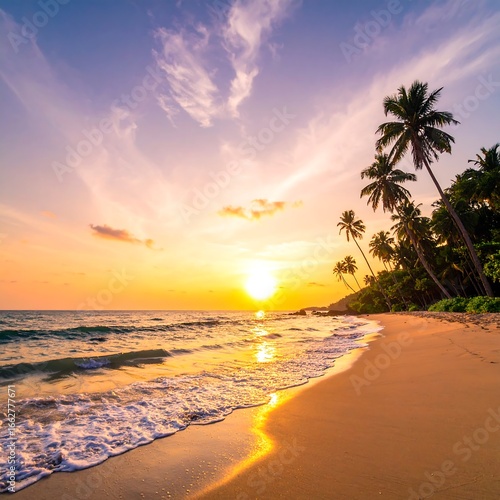 Tropical sunset beach scene (2)